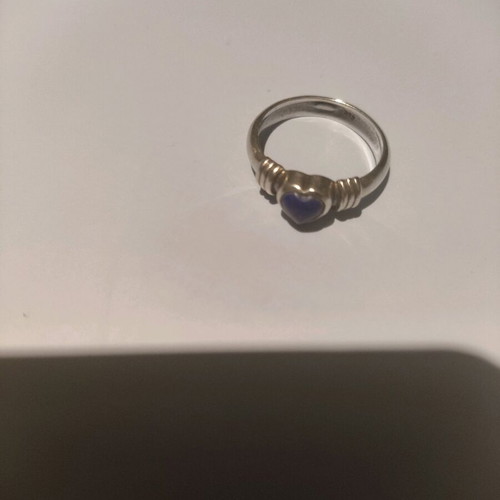 Blue Heart Silver Ring with Precious Stone new