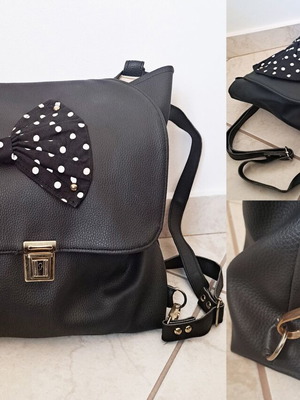 Backpack Crossbody Elissavet Maurogenni black with polka dot bow like new