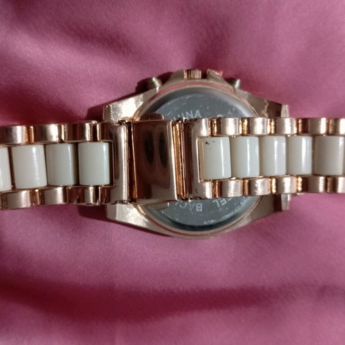 Wristwatch women's used, beige and gold