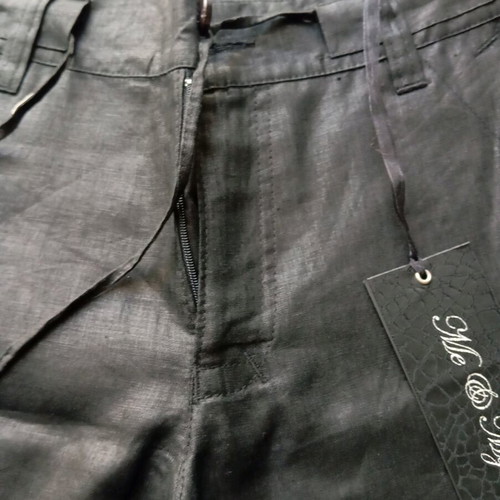 Women's linen pants new, size M, black with pockets and drawstrings
