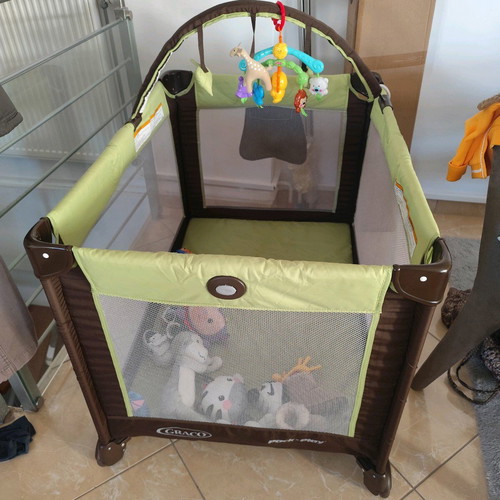 Graco Pack & Play baby playpen used, olive and brown