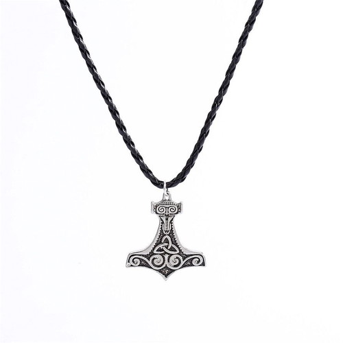 Celtic Thor's Hammer Mjolnir Pendant like new with black cord