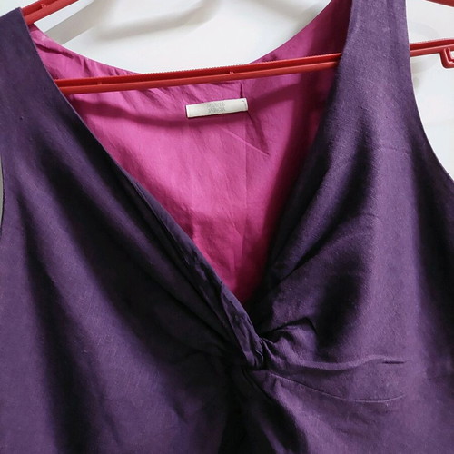 Linen dress Marks & Spencer UK16 purple sleeveless lined, with tie at the chest, length 106 cm