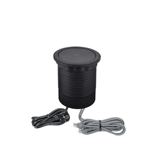 Πρίζα γραφείου Design Light MULTIBOX καινούργια, 4xDE, USB, USB-C, QI, RJ45, 2μ, μαύρο