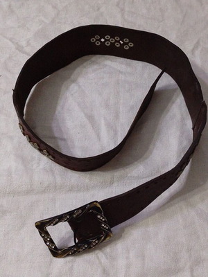 Vintage women's brown leather belt used with studs