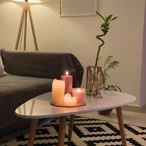 White coffee table with glossy lacquer surface new