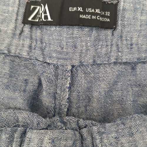 ZARA cropped linen-style pants gray-blue XL