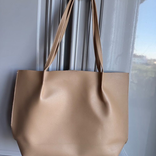 Beige shoulder bag leatherette with button like new