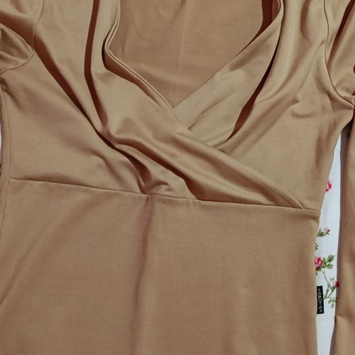 Sabotaz camel wrap blouse, size S