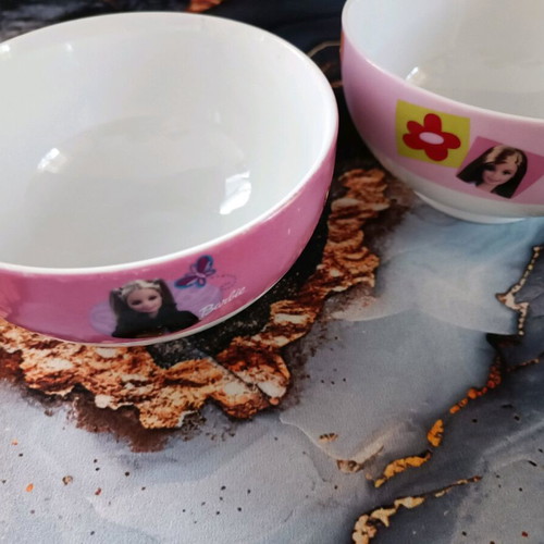 Barbie cereal bowls used, set of 2 porcelain