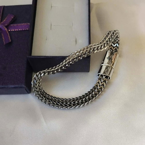 Men's wide 9mm dense weave bracelet made of stainless steel new