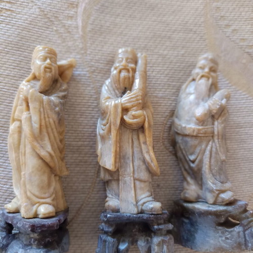 Feng Shui Three Wise Men soapstone figurines like new