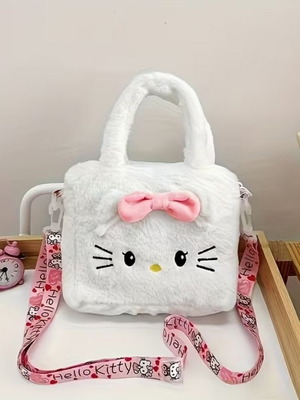 Hello Kitty Handbag new, fluffy with pink bow