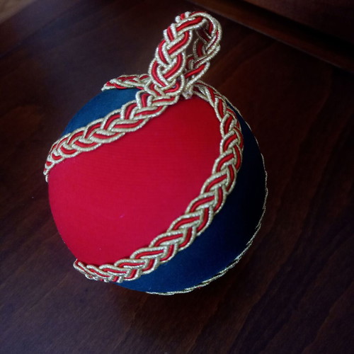 Set of two handmade Christmas balls red and green like new