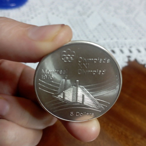 Silver 5 Dollar Coin 1976 Montreal Olympic Games New