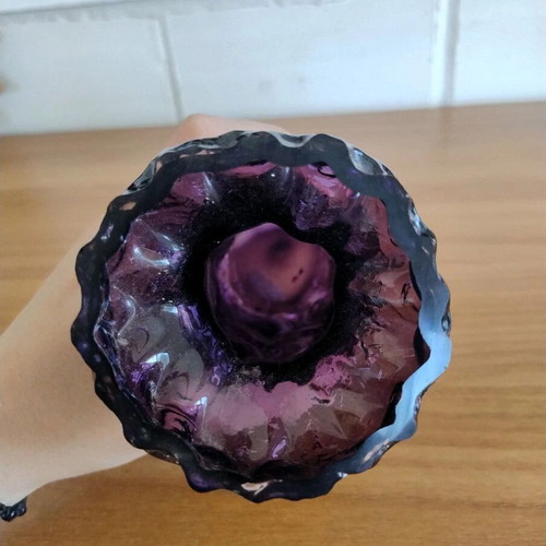 Vintage glass vase with amethyst color, West Germany 1970s, like new
