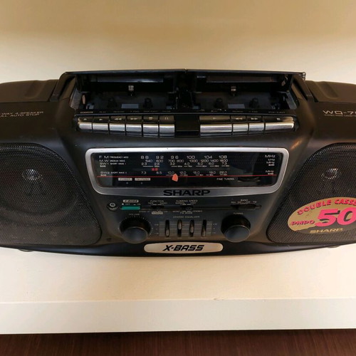 Sharp collectible double cassette radio X-BASS 50W WQ-727 used