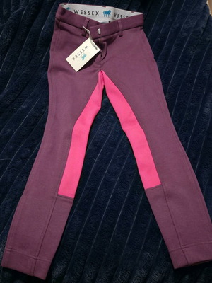 Wessex Girls' Riding Pants new, size 9-10 years, pink and purple
