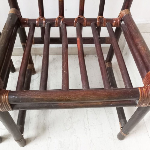 Bamboo chairs set of 2 with hanger used, natural rattan