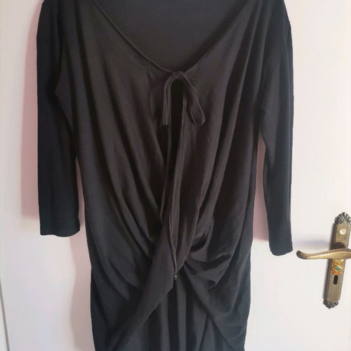 Black blouse one size like new with cord and unique design