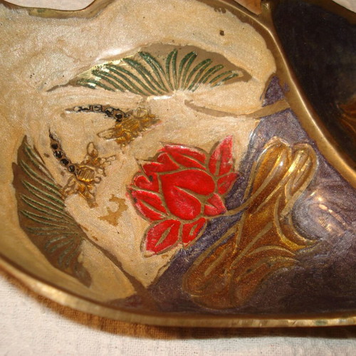 Bronze enamelled fontaniera used