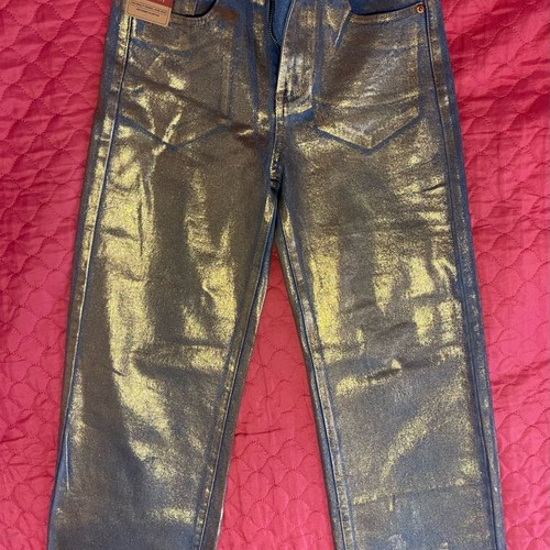 Jeans pants new with gold bootcut slim fit, size S
