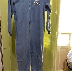 Φλις ολόσωμη φόρμα πιτζάμα για αγόρι με σχέδιο καρχαρία 6-8 ετών 122-128 cm