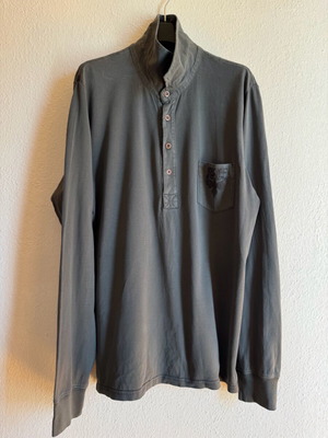 Rare London long-sleeve shirt used, khaki, size XL with sequin design