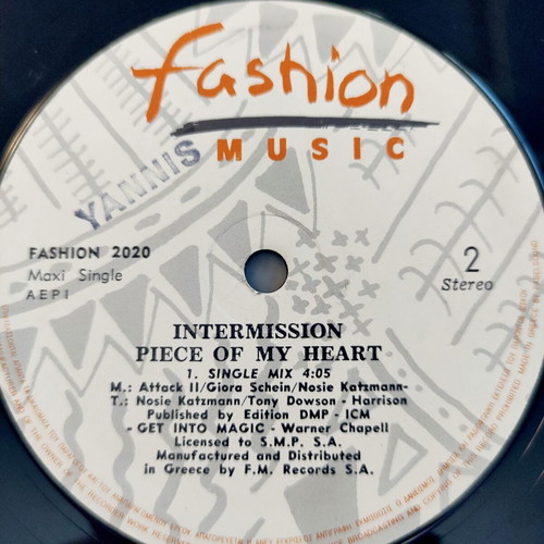Intermission Piece Of My Heart 12'' Vinyl Maxi Single used, electronic
