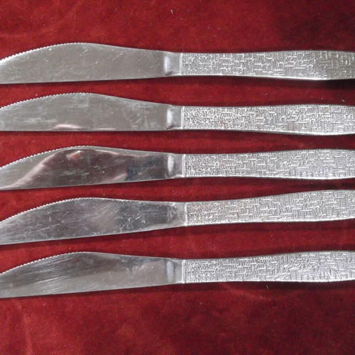 Vintage TWA Trans World Airlines knives set of 5, used, stainless steel