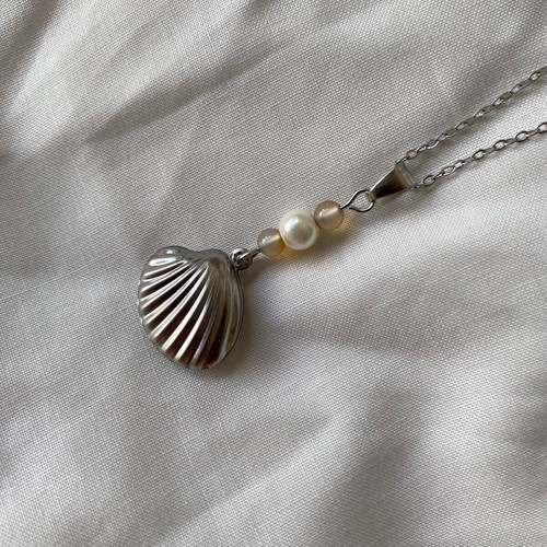Handmade stainless steel necklace agate peacock custom order, beige and silver