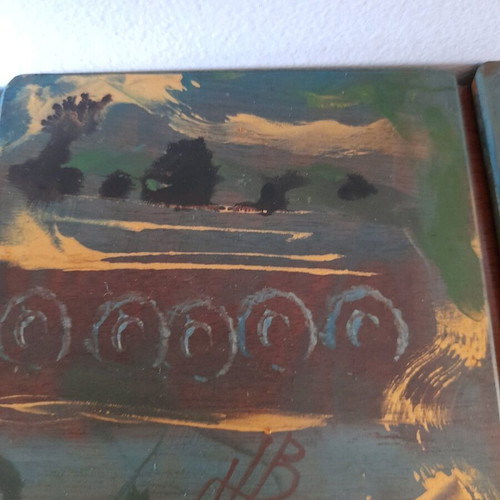 Handmade coasters with hand painting, set of 4, like new