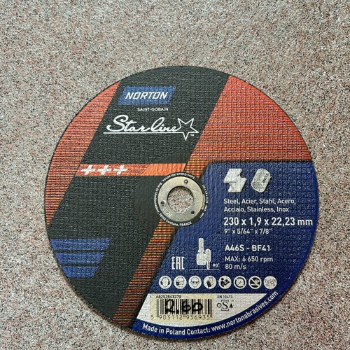 Iron Cutting Disc 230mm Norton New, Suitable for Inox