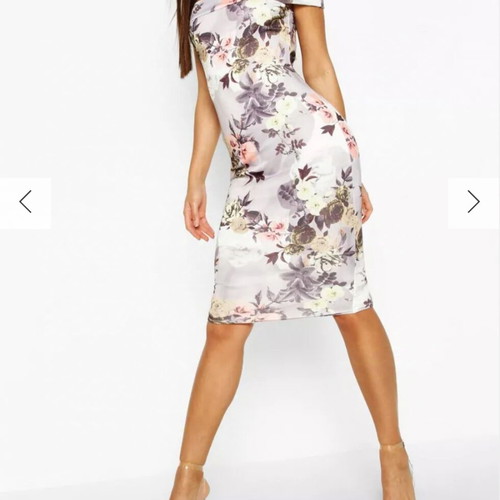 Off-shoulder midi floral dress Boohoo like new, multicolor, size XL