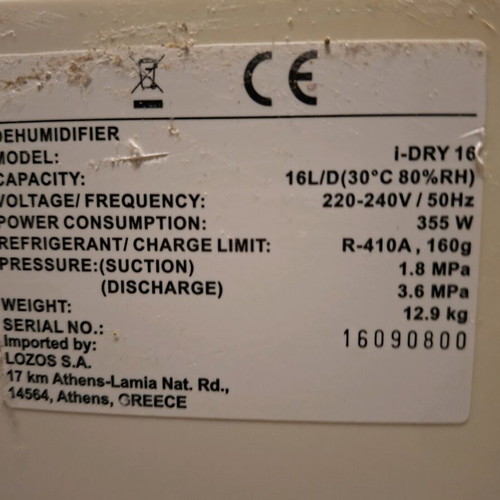 Philco i Dry 16 lt dehumidifier lightly used
