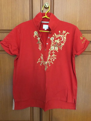La Martina Womens T-shirt like new, red, embroidered design, XL
