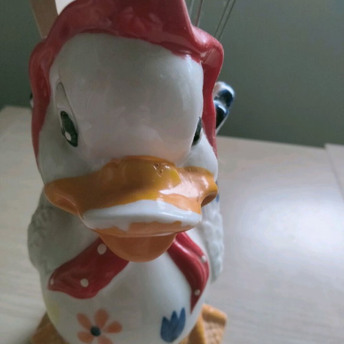 Vintage ceramic holder (duck design) like new for wooden spoon, fork and metal whisk