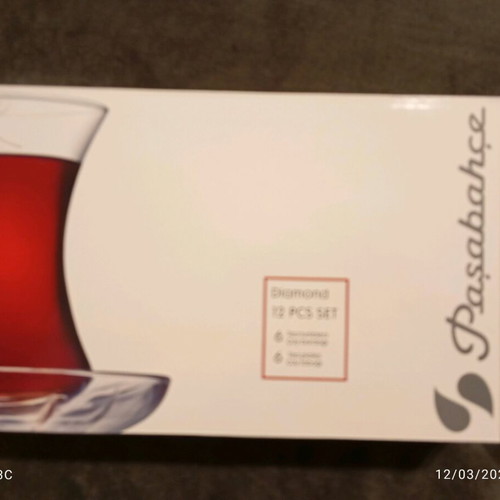 Pasabance 12-piece Turkish tea glass and saucer set new