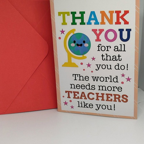Greeting card for teacher new with envelope 15x10 cm