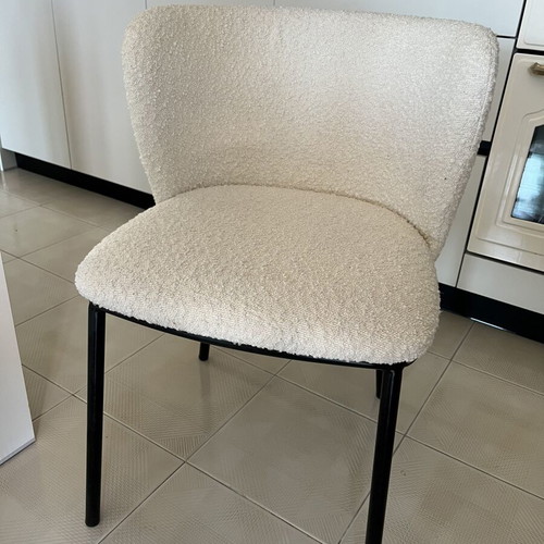 Kave Home Ciselia dining chairs, white bouclé, set of 6