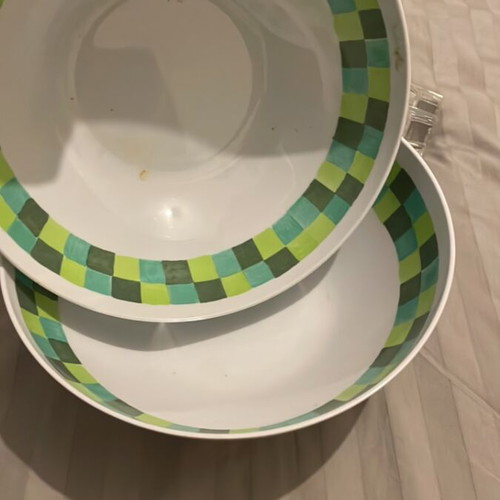 Fruit bowls with checkered pattern, two, like new
