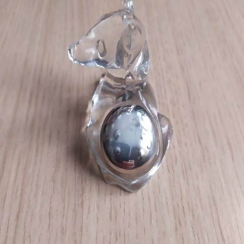 Glass dog figurine with silver detail like new