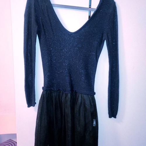 Balletcore dress Naf Naf used, knitted top with blue and black tutu skirt