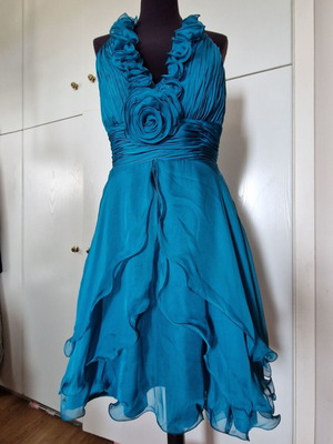 Vintage dress halter neck like new, turquoise blue, size M