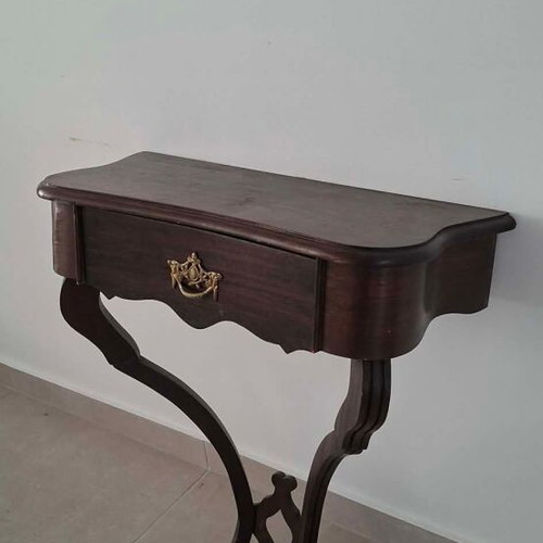Classic wooden wall console used with metal handle