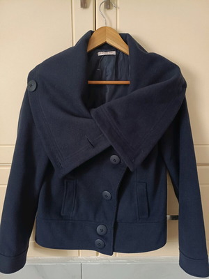 Women's mid-length coat like new, blue, size M