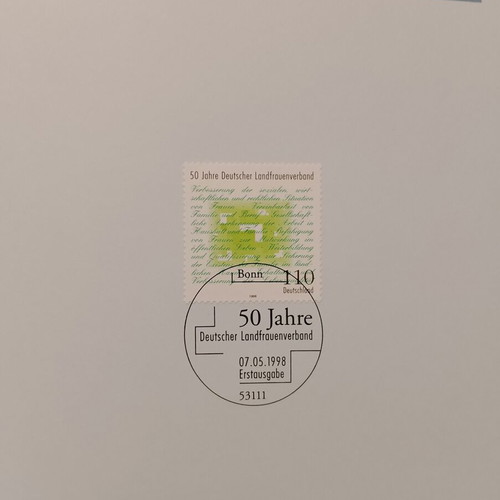 German 1998 first day cover stamp set, unopened block