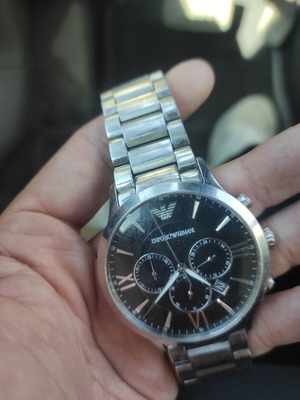 Ανδρικό ασημί ρολόι Emporio Armani