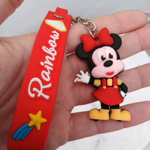 Mini keychain new, soft plastic, black and red