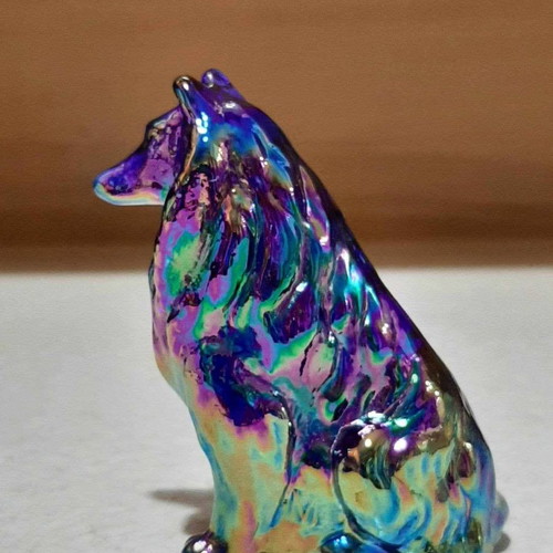 Mosser Art Glass Collie Dog Figurine Lassie new